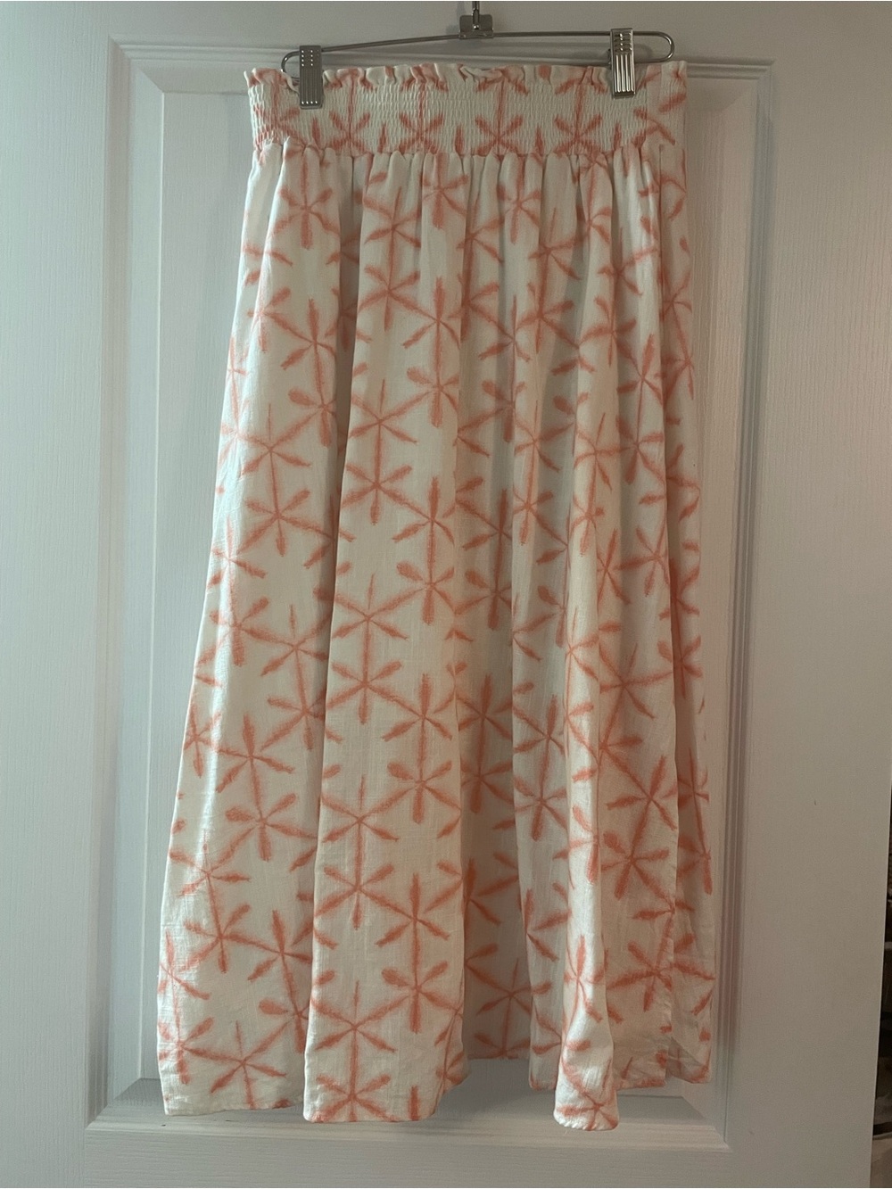 LOFT Cream Skirt with Peach Starburst Print